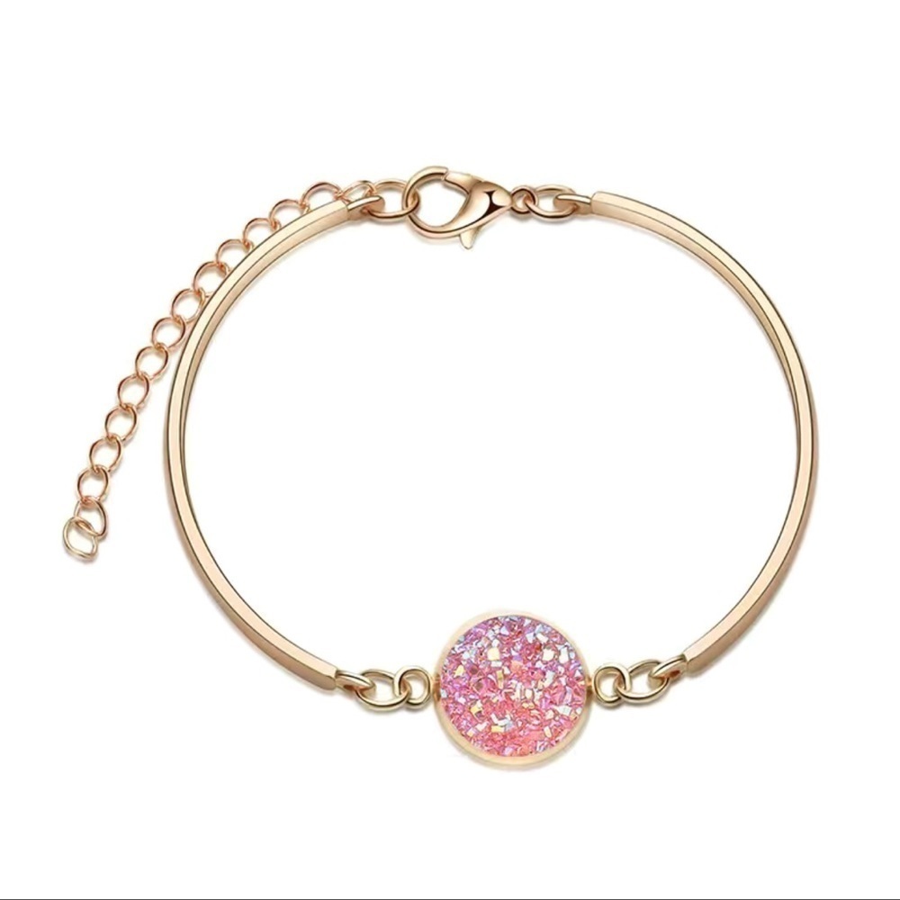 NEW, Pink Druzy Adjustable Bracelet - Picture 2 of 3